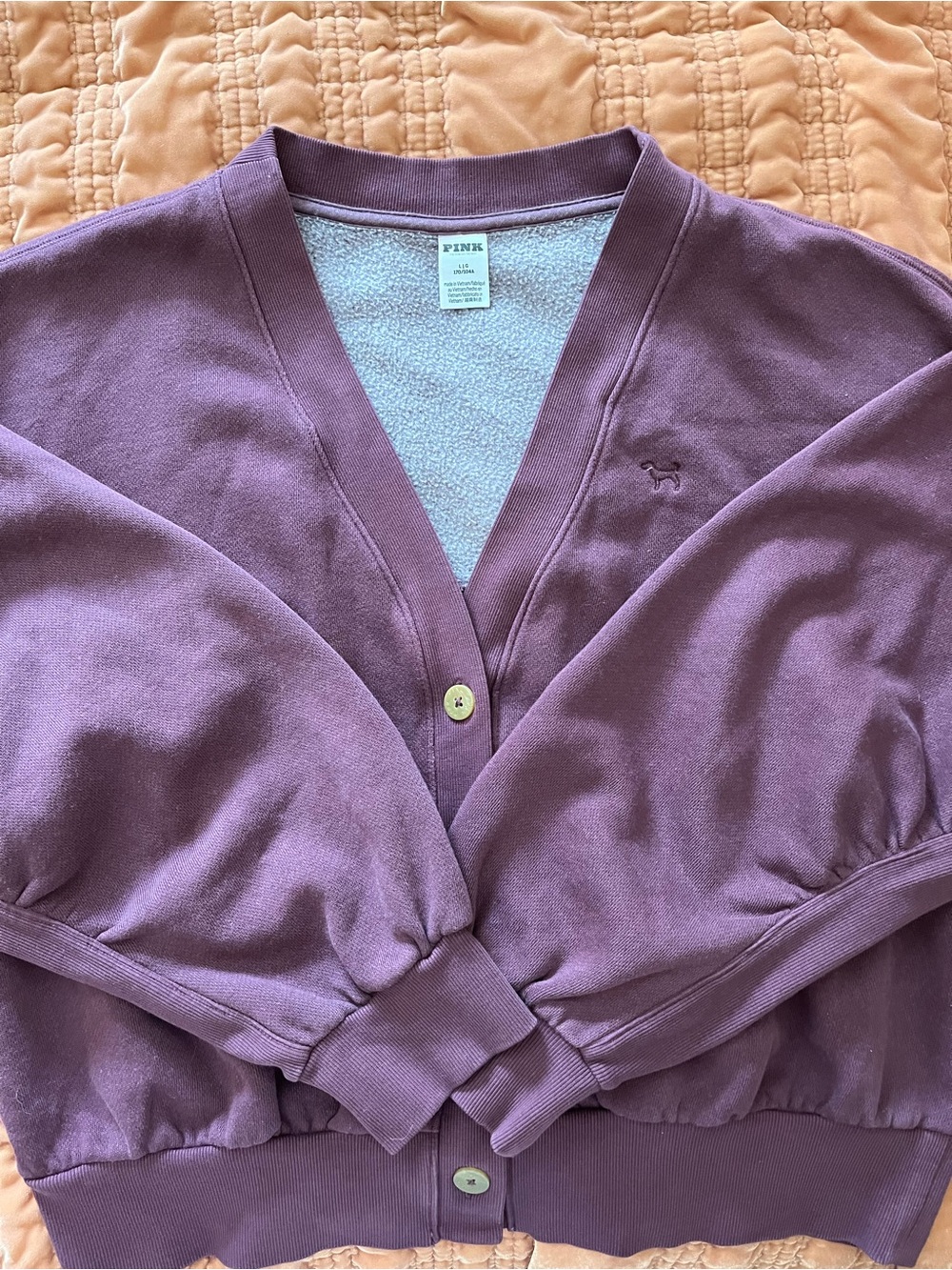 PINK Victoria's Secret Dusty Mauve V-Neck Button Cardigan